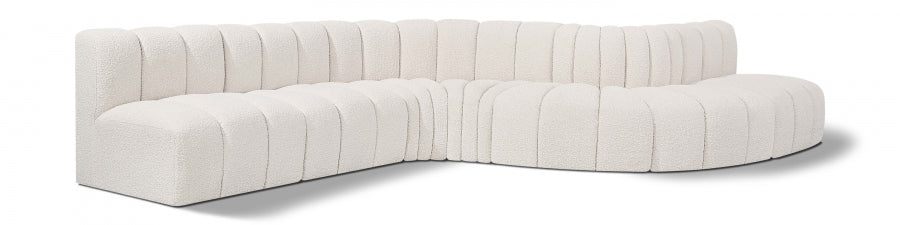 Arc Boucle Fabric 7pc. Sectional Cream from Meridian - Luna Furniture