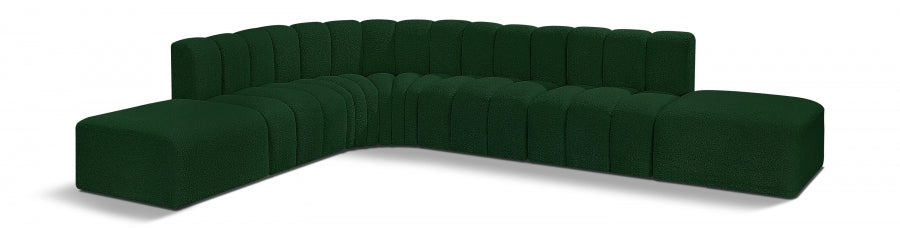 Arc Boucle Fabric 7pc. Sectional Green from Meridian - Luna Furniture