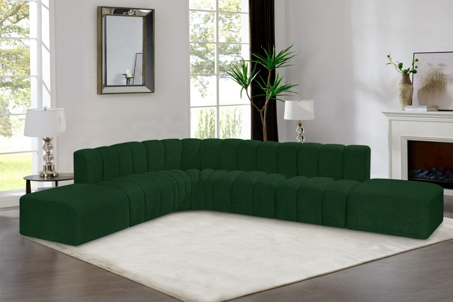 Arc Boucle Fabric 7pc. Sectional Green from Meridian - Luna Furniture