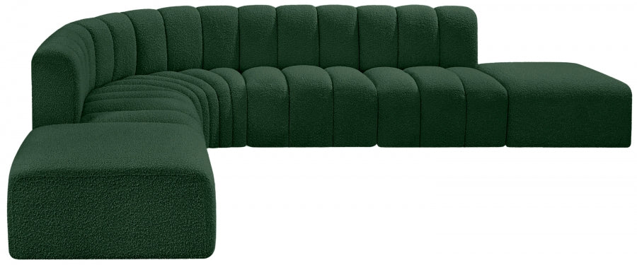 Arc Boucle Fabric 7pc. Sectional Green from Meridian - Luna Furniture