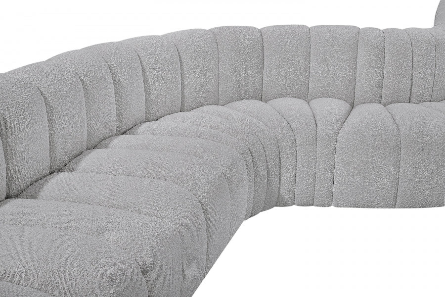 Arc Boucle Fabric 7pc. Sectional Grey from Meridian - Luna Furniture