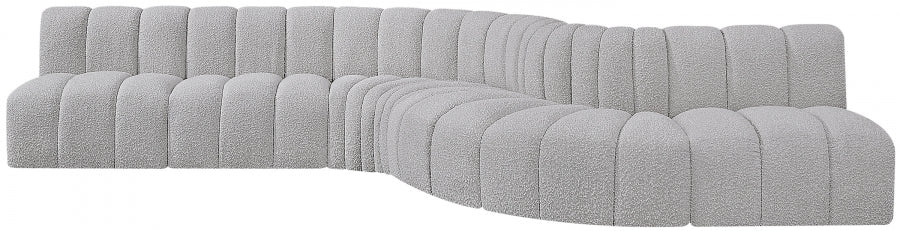 Arc Boucle Fabric 7pc. Sectional Grey from Meridian - Luna Furniture