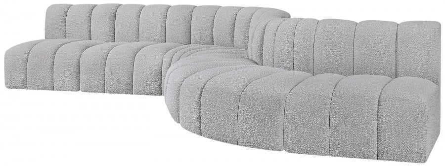 Arc Boucle Fabric 7pc. Sectional Grey from Meridian - Luna Furniture