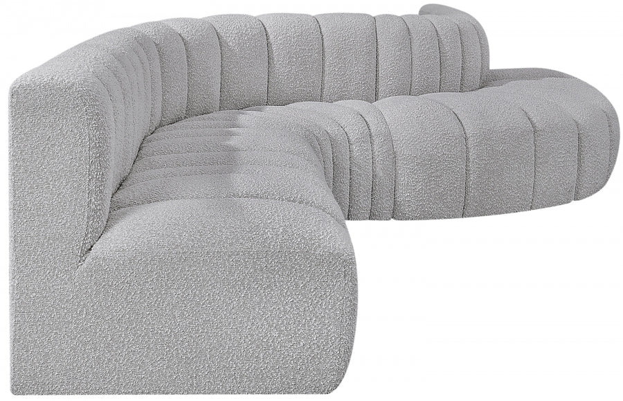 Arc Boucle Fabric 7pc. Sectional Grey from Meridian - Luna Furniture