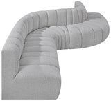 Arc Boucle Fabric 7pc. Sectional Grey from Meridian - Luna Furniture