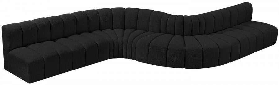 Arc Boucle Fabric 8pc. Sectional Black from Meridian - Luna Furniture