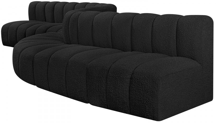 Arc Boucle Fabric 8pc. Sectional Black from Meridian - Luna Furniture