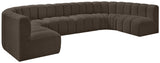 Arc Boucle Fabric 8pc. Sectional Brown from Meridian - Luna Furniture