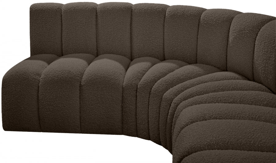 Arc Boucle Fabric 8pc. Sectional Brown from Meridian - Luna Furniture