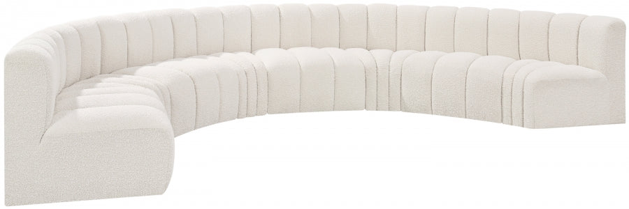 Arc Boucle Fabric 8pc. Sectional Cream from Meridian - Luna Furniture