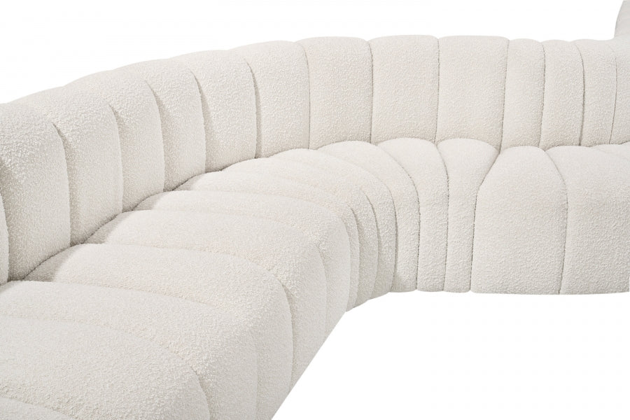 Arc Boucle Fabric 8pc. Sectional Cream from Meridian - Luna Furniture