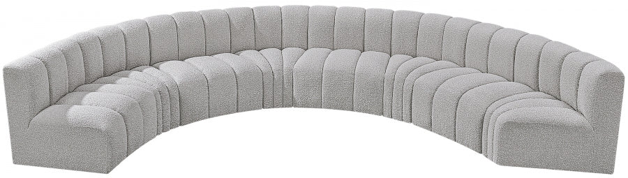 Arc Boucle Fabric 8pc. Sectional Grey from Meridian - Luna Furniture