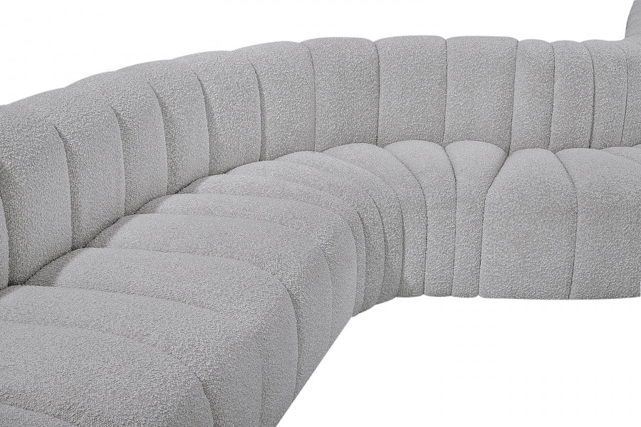 Arc Boucle Fabric 8pc. Sectional Grey from Meridian - Luna Furniture