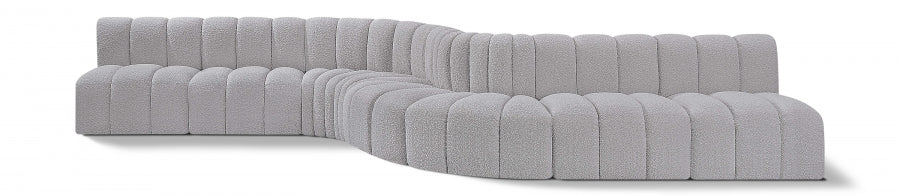 Arc Boucle Fabric 8pc. Sectional Grey from Meridian - Luna Furniture