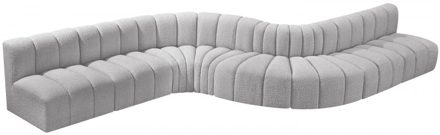 Arc Boucle Fabric 8pc. Sectional Grey from Meridian - Luna Furniture