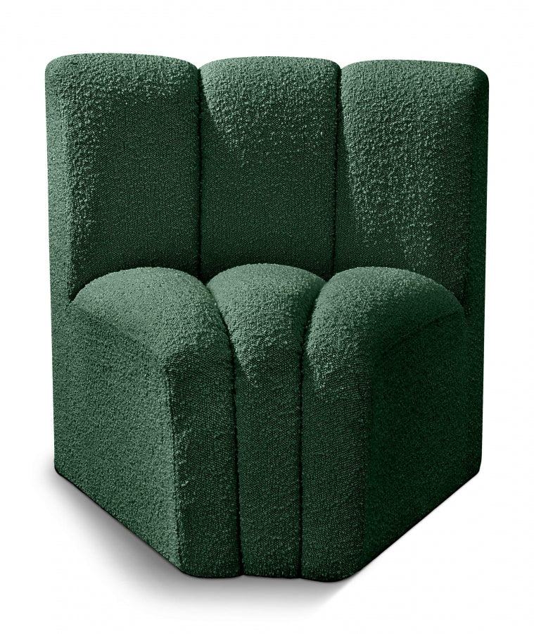 Arc Boucle Fabric Modular Chair Green from Meridian - Luna Furniture