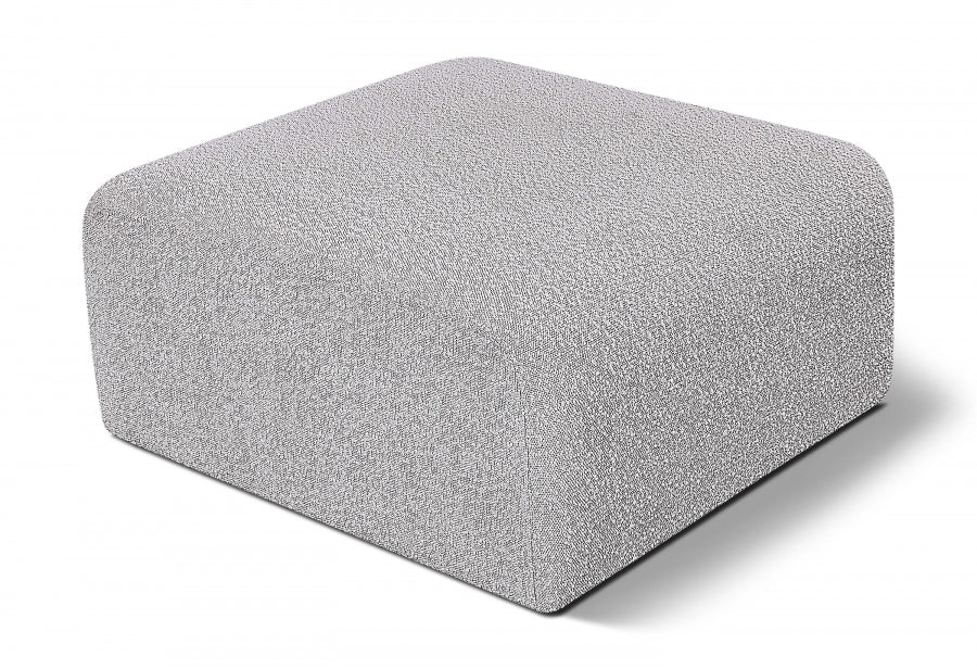 Arc Boucle Fabric Ottoman Grey from Meridian - Luna Furniture