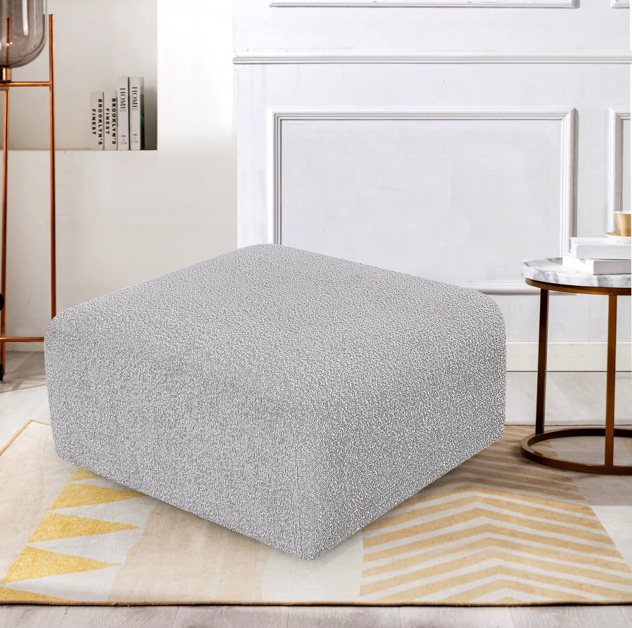 Arc Boucle Fabric Ottoman Grey from Meridian - Luna Furniture