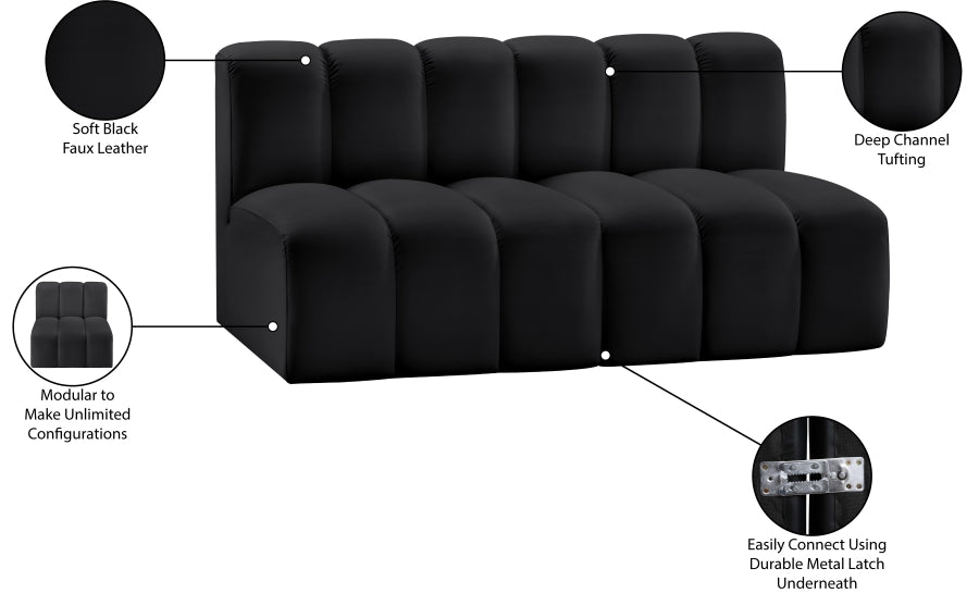 Arc Faux Leather 2pc. Sectional Black from Meridian - Luna Furniture