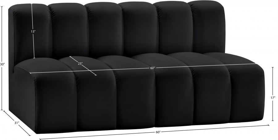 Arc Faux Leather 2pc. Sectional Black from Meridian - Luna Furniture