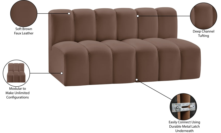 Arc Faux Leather 2pc. Sectional Brown from Meridian - Luna Furniture