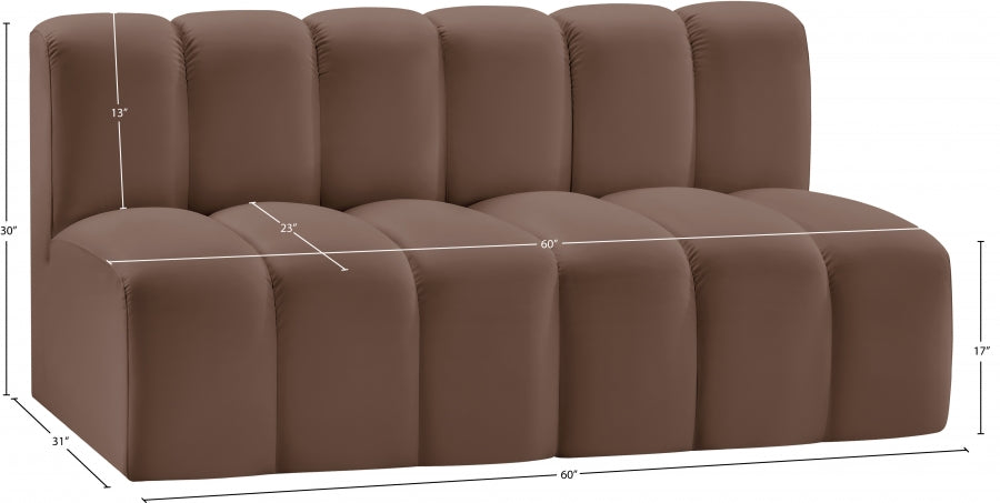 Arc Faux Leather 2pc. Sectional Brown from Meridian - Luna Furniture