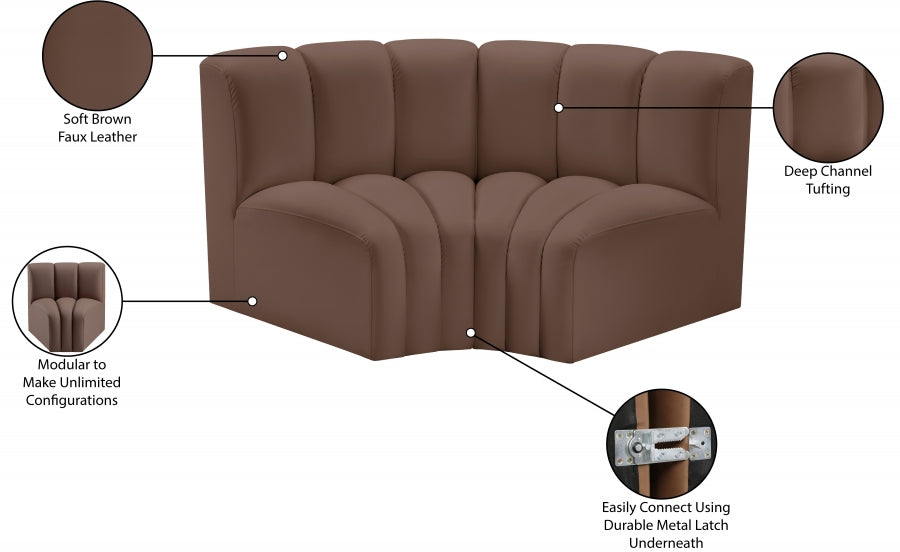 Arc Faux Leather 2pc. Sectional Brown from Meridian - Luna Furniture