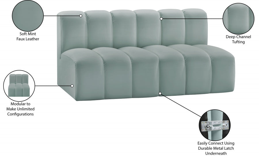 Arc Faux Leather 2pc. Sectional Mint from Meridian - Luna Furniture