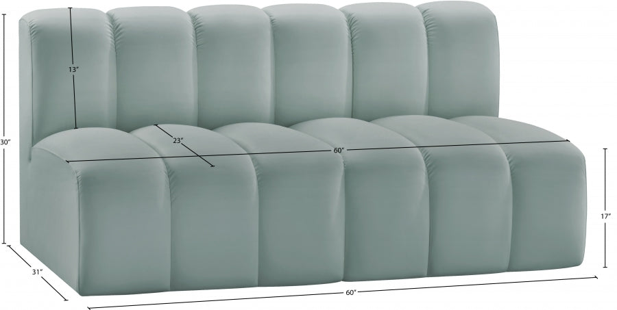 Arc Faux Leather 2pc. Sectional Mint from Meridian - Luna Furniture