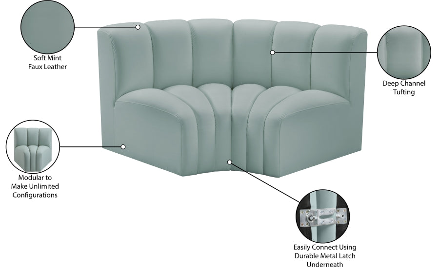 Arc Faux Leather 2pc. Sectional Mint from Meridian - Luna Furniture