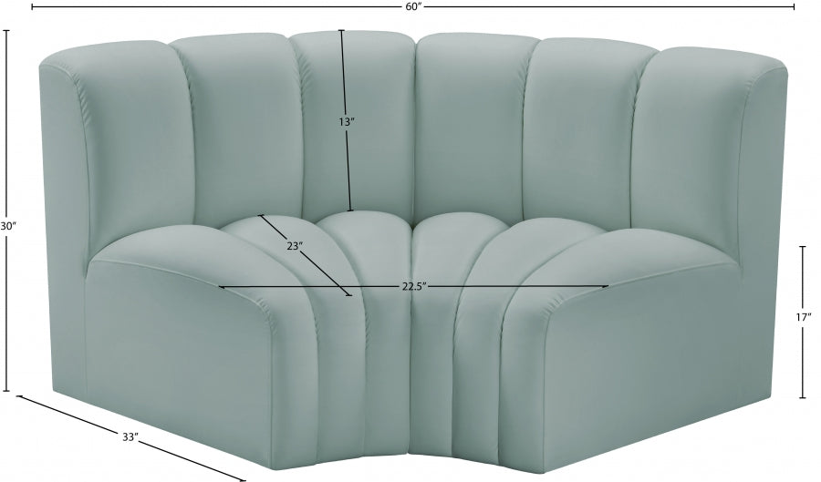 Arc Faux Leather 2pc. Sectional Mint from Meridian - Luna Furniture