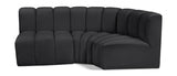 Arc Faux Leather 3pc. Sectional Black from Meridian - Luna Furniture