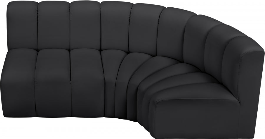 Arc Faux Leather 3pc. Sectional Black from Meridian - Luna Furniture