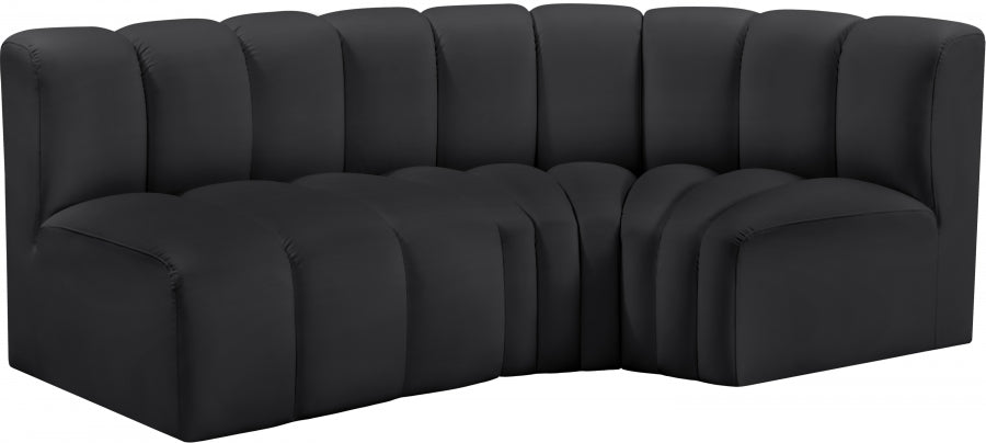 Arc Faux Leather 3pc. Sectional Black from Meridian - Luna Furniture