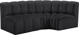 Arc Faux Leather 3pc. Sectional Black from Meridian - Luna Furniture