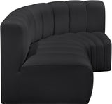 Arc Faux Leather 3pc. Sectional Black from Meridian - Luna Furniture