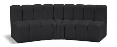 Arc Faux Leather 3pc. Sectional Black from Meridian - Luna Furniture