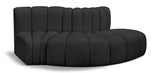 Arc Faux Leather 3pc. Sectional Black from Meridian - Luna Furniture