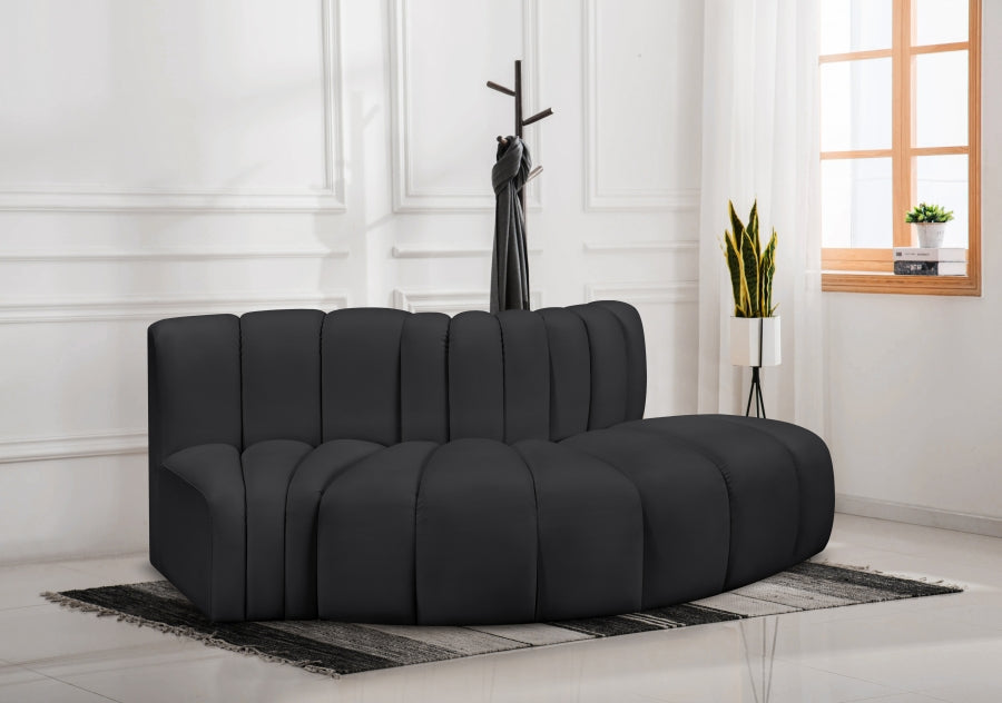 Arc Faux Leather 3pc. Sectional Black from Meridian - Luna Furniture