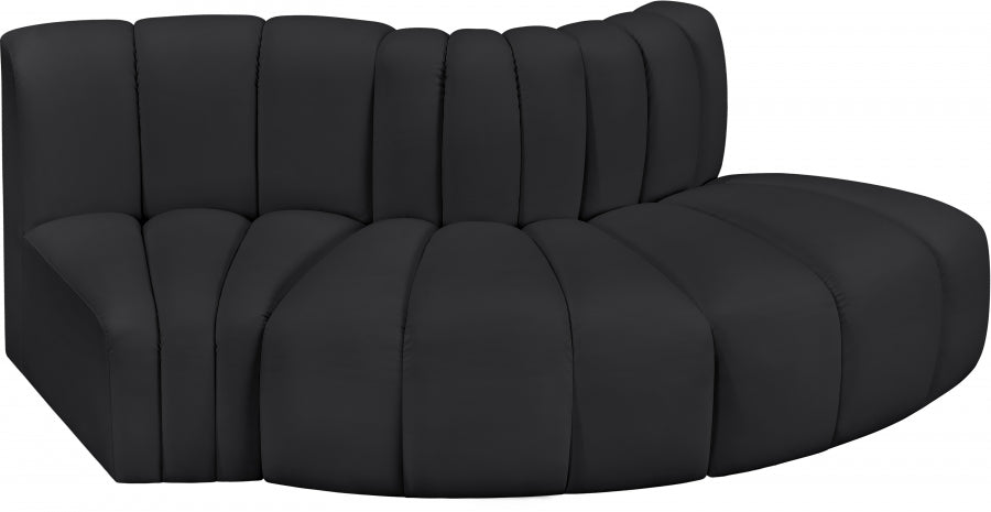 Arc Faux Leather 3pc. Sectional Black from Meridian - Luna Furniture