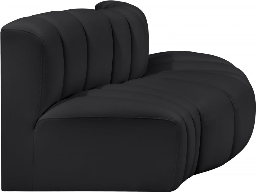 Arc Faux Leather 3pc. Sectional Black from Meridian - Luna Furniture