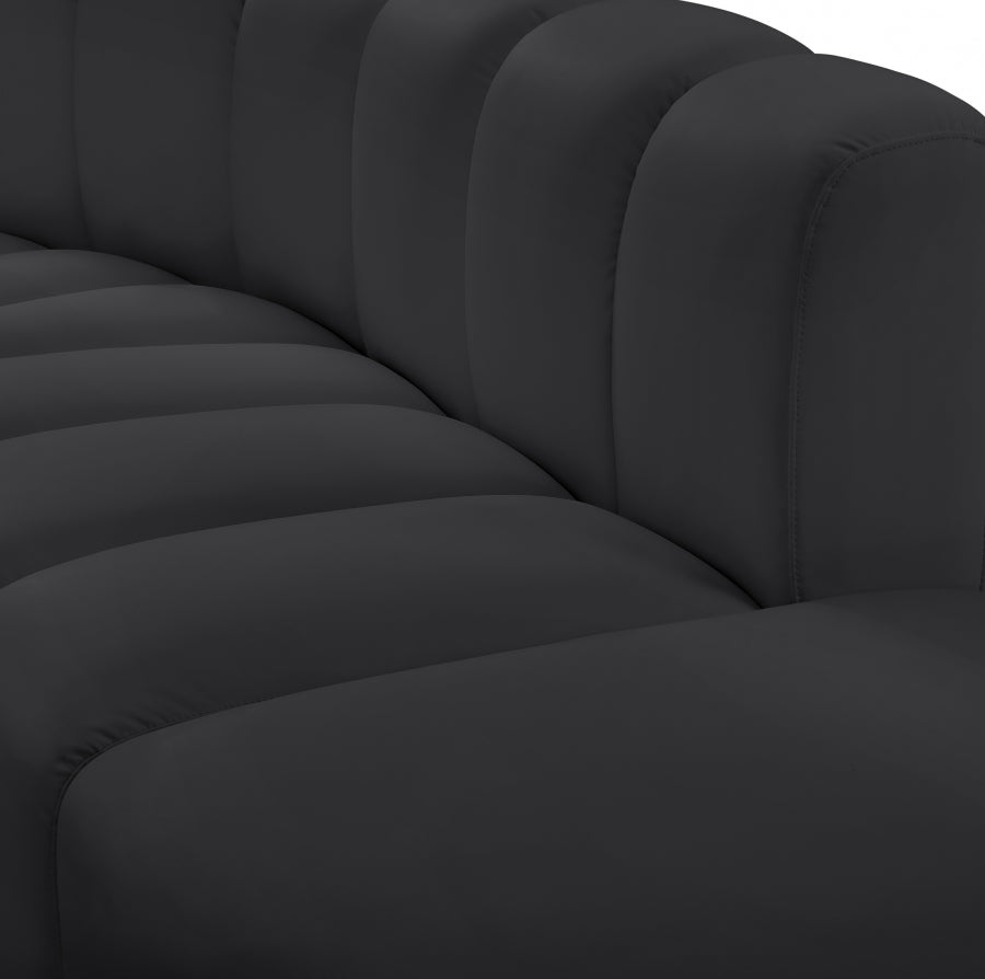 Arc Faux Leather 3pc. Sectional Black from Meridian - Luna Furniture