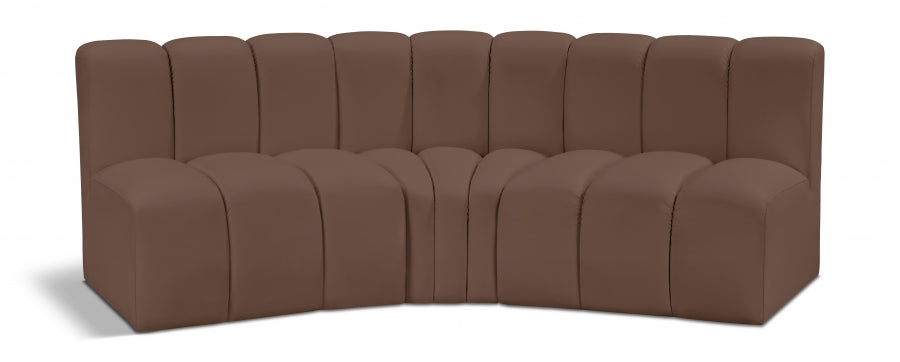 Arc Faux Leather 3pc. Sectional Brown from Meridian - Luna Furniture