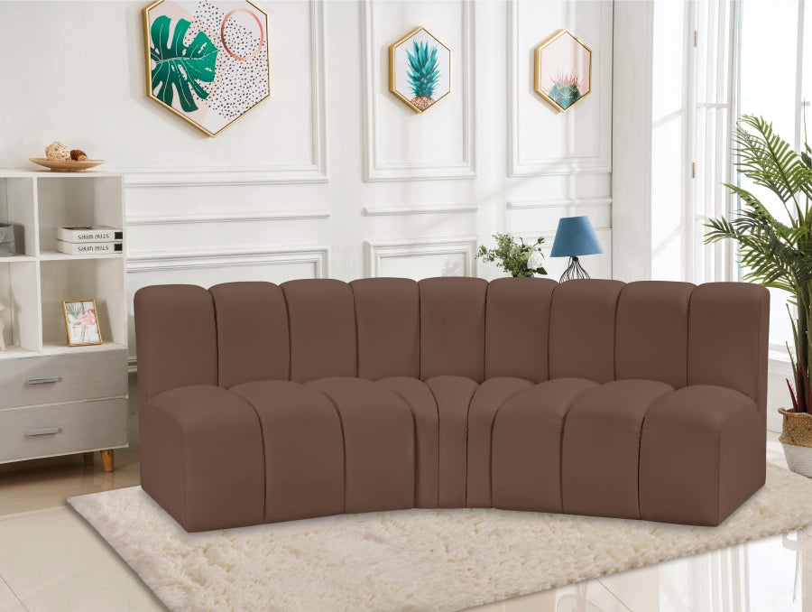 Arc Faux Leather 3pc. Sectional Brown from Meridian - Luna Furniture