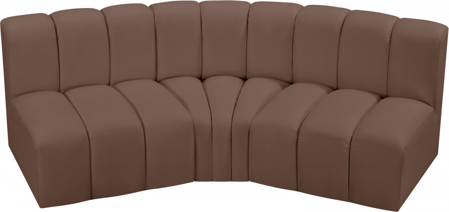 Arc Faux Leather 3pc. Sectional Brown from Meridian - Luna Furniture