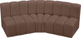 Arc Faux Leather 3pc. Sectional Brown from Meridian - Luna Furniture