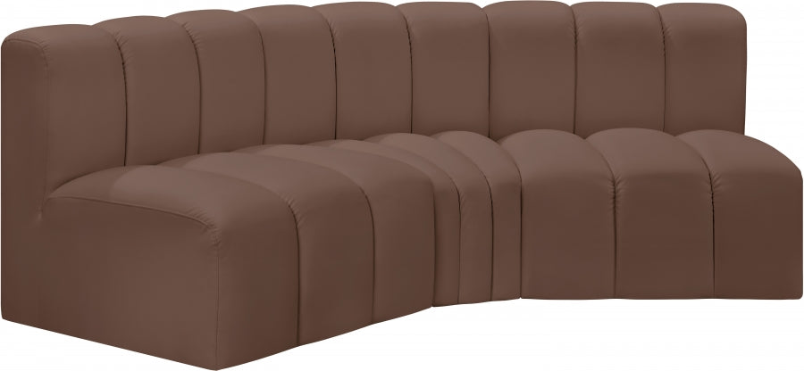 Arc Faux Leather 3pc. Sectional Brown from Meridian - Luna Furniture