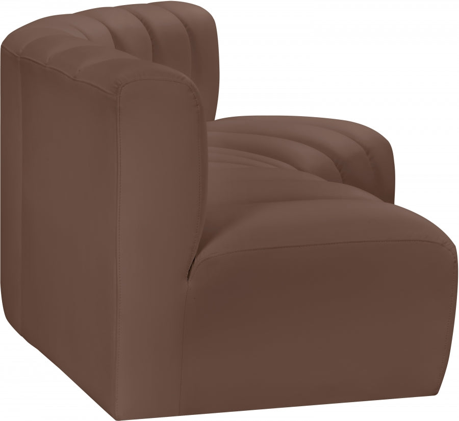 Arc Faux Leather 3pc. Sectional Brown from Meridian - Luna Furniture