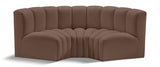 Arc Faux Leather 3pc. Sectional Brown from Meridian - Luna Furniture