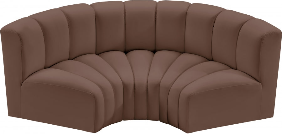 Arc Faux Leather 3pc. Sectional Brown from Meridian - Luna Furniture